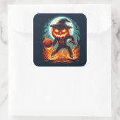 Jack-o'-Lantern Basketbal Showdown Halloween Vierkante Sticker (Tas)