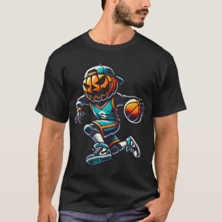 Jack O Lantern Basketbal Sport Team Pompoen Grappi T-shirt