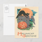 Jack O' Lantern Black Cat Bat Full Moon Briefkaart (Voorkant / Achterkant)