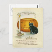 Jack O Lantern Black Cat Candle Briefkaart (Voorkant / Achterkant)