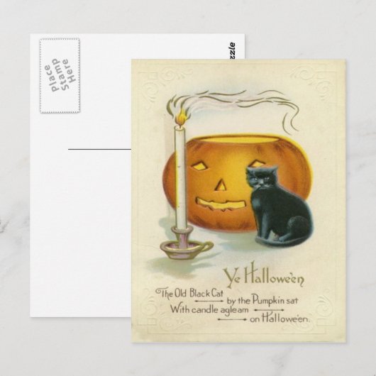 Jack O Lantern Black Cat Candle Briefkaart (Voorkant / Achterkant)