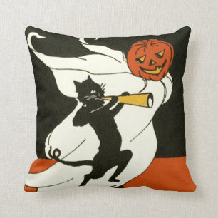Jack O' Lantern Black Cat Ghost Horn Kussen