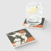 Jack O' Lantern Black Cat Ghost Horn Stenen Onderzetter (Zijkant)