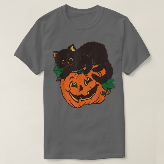 Jack O Lantern Black Cat Halloween Costume Creepy T-shirt (Design voorkant)