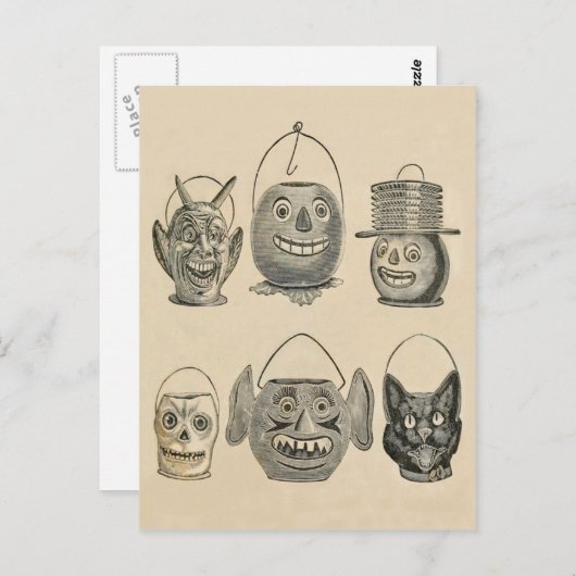 Jack O' Lantern Black Cat  Lantern Briefkaart (Voorkant / Achterkant)