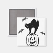 Jack O Lantern Black Cat Pumpkin Halloween Scary Magneet (Voorkant / Achterkant)