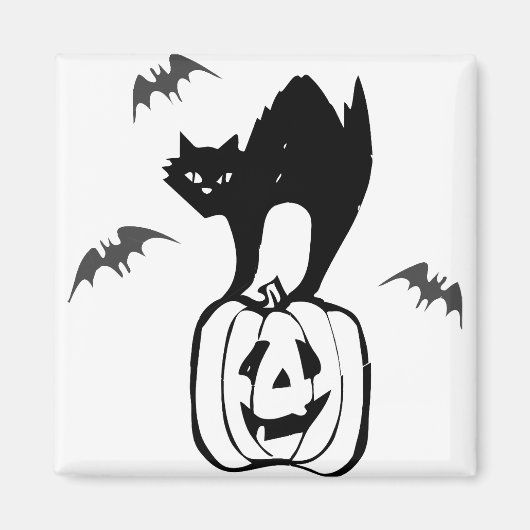 Jack O Lantern Black Cat Pumpkin Halloween Scary Magneet (Voorkant)