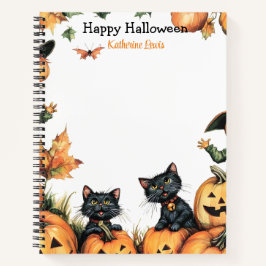 Jack o Lantern, Black Cats en Scarecrow Halloween Notitieboek
