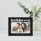 Jack-o'-lantern Black Foto Happy Halloween Feestdagenkaart (Staand voorkant)