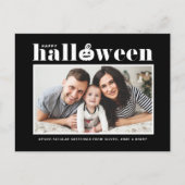 Jack-o'-lantern Black Foto Happy Halloween Feestdagenkaart (Voorkant)