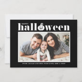 Jack-o'-lantern Black Foto Happy Halloween Feestdagenkaart (Voorkant)