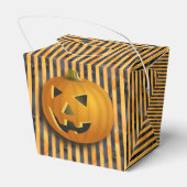 Jack-O-Lantern, Black & Oranje Striped Goodie Box Bedankdoosjes (Achterkant)