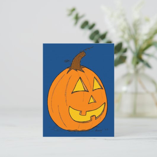 Jack o' Lantern Blue Briefkaart (Staand voorkant)