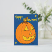 Jack o' Lantern Blue "Happy Halloween" Briefkaart (Staand voorkant)