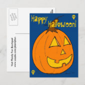 Jack o' Lantern Blue "Happy Halloween" Briefkaart (Voorkant / Achterkant)
