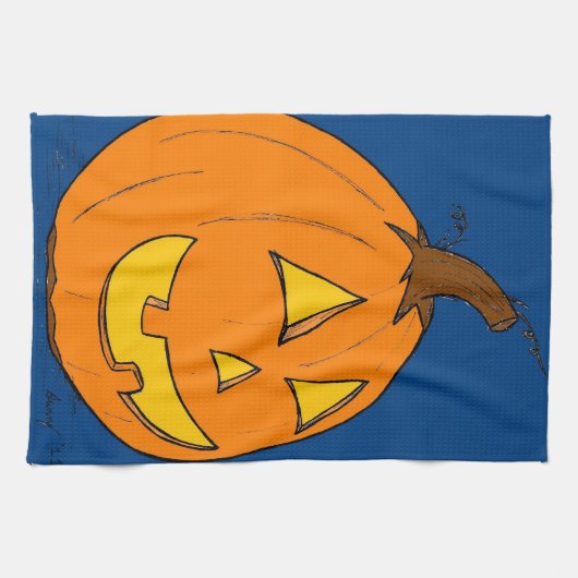 Jack o' Lantern Blue Kitchen Towel Theedoek (Horizontaal)