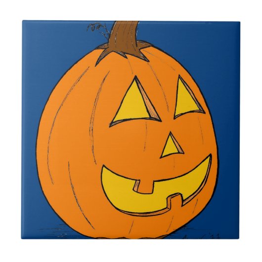 Jack o' Lantern Blue Tile Tegeltje (Voorkant)