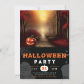 Jack-O' Lantern Bos Path Shadow Zwart Halloween Kaart (Voorkant)