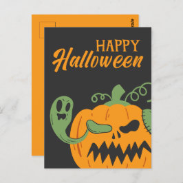 Jack-o'-Lantern & Botten Spooky Halloween Briefkaart
