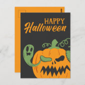 Jack-o'-Lantern & Botten Spooky Halloween Briefkaart (Voorkant / Achterkant)