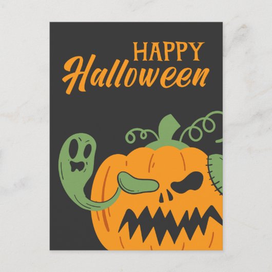 Jack-o'-Lantern & Botten Spooky Halloween Briefkaart (Voorkant)