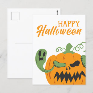 Jack-o'-Lantern & Botten Spooky Halloween Briefkaart