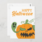 Jack-o'-Lantern & Botten Spooky Halloween Briefkaart (Voorkant / Achterkant)