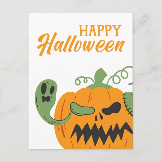 Jack-o'-Lantern & Botten Spooky Halloween Briefkaart (Voorkant)