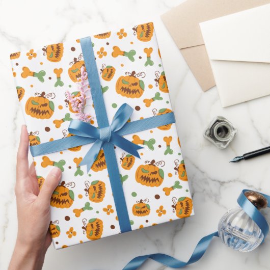 Jack-o-Lantern & Botten Spooky Halloween Cadeaupapier (Geschenken)