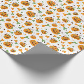 Jack-o-Lantern & Botten Spooky Halloween Cadeaupapier (Hoek)