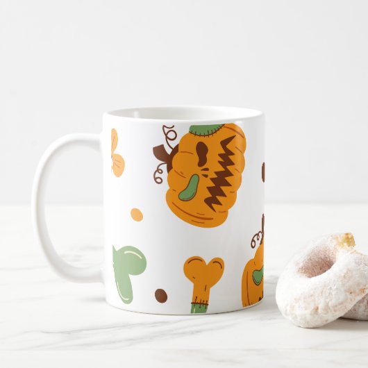 Jack-o-Lantern & Botten Spooky Halloween Koffiemok (Met donut)