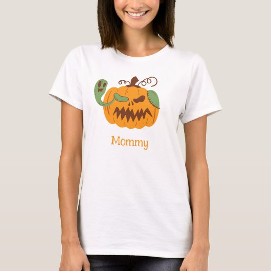 Jack-o'-Lantern & Botten Spooky Halloween Mom T-shirt (Voorkant)