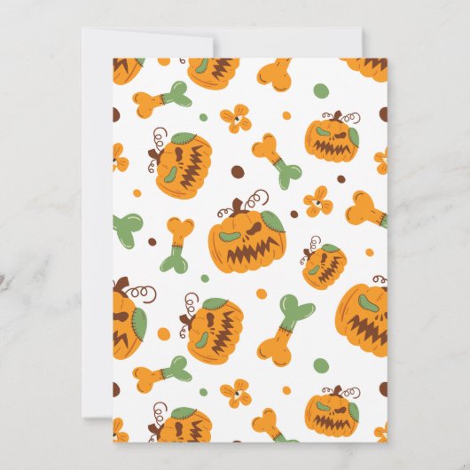 Jack-o'-Lantern & Botten Spooky Halloween Party Kaart (Achterkant)