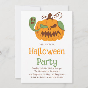 Jack-o'-Lantern & Botten Spooky Halloween Party Kaart