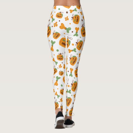 Jack-o'-Lantern & Botten Spooky Halloween Party Leggings (Achterkant)