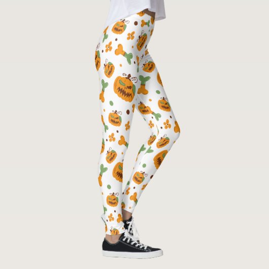 Jack-o'-Lantern & Botten Spooky Halloween Party Leggings (Rechts)