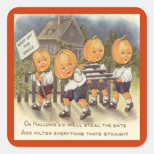  Jack o' Lantern boys Steeling Gate Vierkante Sticker (Voorkant)
