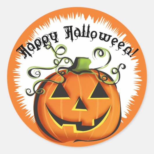 Jack-O-Lantern Cadeaulabel Ronde Sticker (Voorkant)
