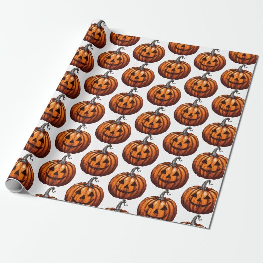 Jack O' Lantern Cadeaupapier (Uitgerold)
