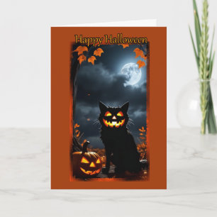 Jack-O-Lantern Cat Halloween Kaart