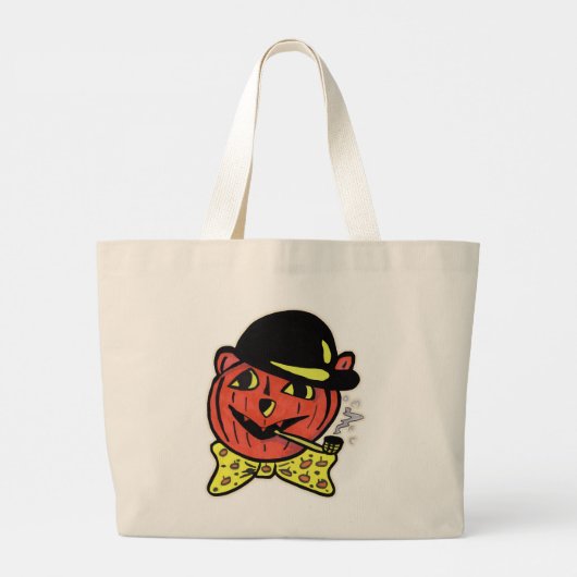  Jack-O-Lantern Cat Halloween Pumpkin Fun Grote Tote Bag (Achterkant)