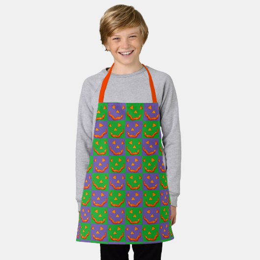 Jack-o'-Lantern Checks apron Schort (Gedragen)