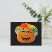 Jack o' Lantern Clown Face, Halloween Pumpkin Briefkaart (Staand voorkant)