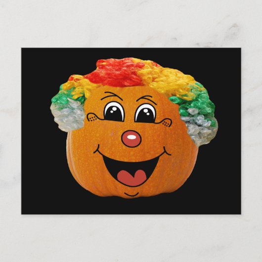 Jack o' Lantern Clown Face, Halloween Pumpkin Briefkaart (Voorkant)