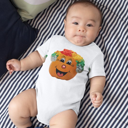 Jack o' Lantern Clown Face, Halloween Pumpkin Romper