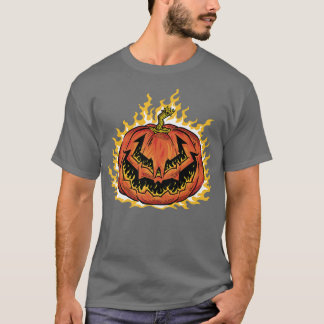 Jack o Lantern Cool Halloween Pumpkin met Flames T-shirt