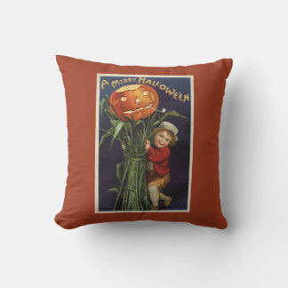 Jack-o-Lantern Cornstalk en Boy Halloween Kussen