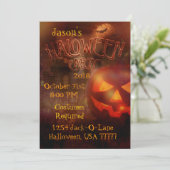 Jack-O-Lantern Creepy House Halloween Party Kaart (Staand voorkant)