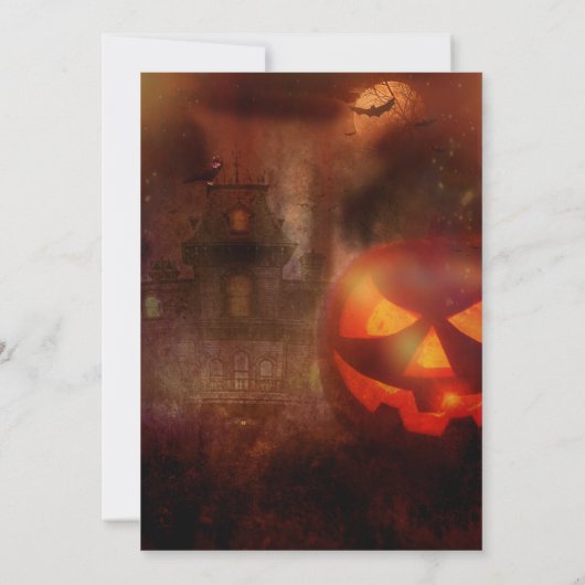 Jack-O-Lantern Creepy House Halloween Party Kaart (Achterkant)