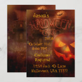 Jack-O-Lantern Creepy House Halloween Party Kaart (Voorkant / Achterkant)